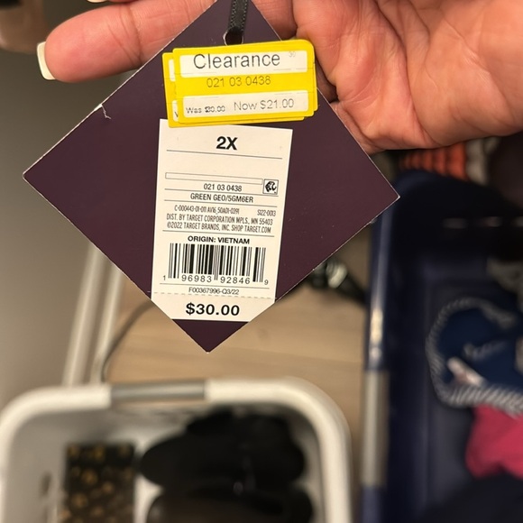 AVA & VIV Satin Graphic Spaghetti Strap Cowl Neck Rolled Hem Elastic Waist NWT - Picture 7 of 7